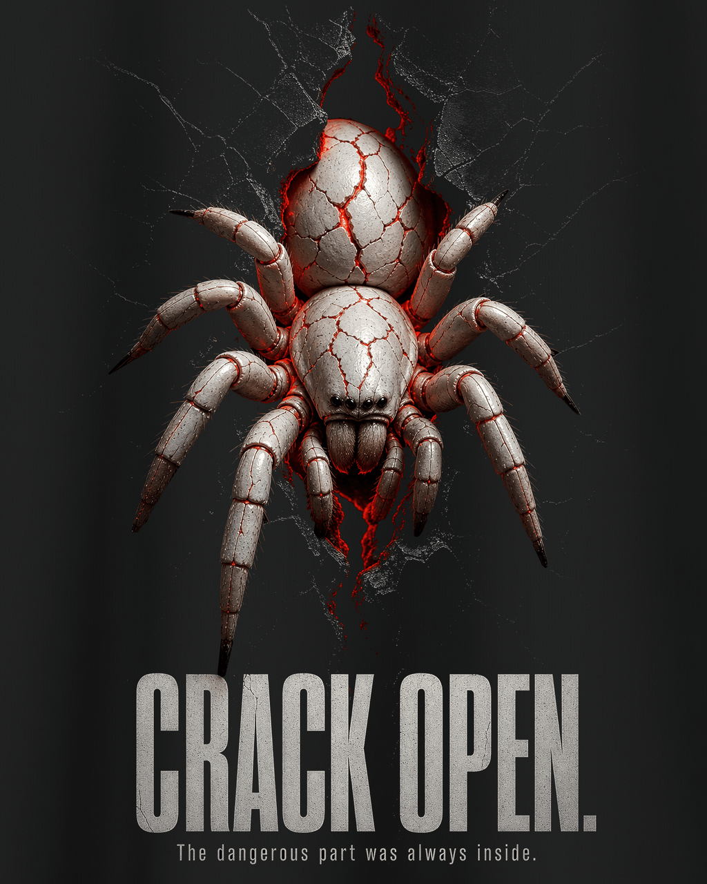 Crack Open Spider Graphic Oversized T-Shirt