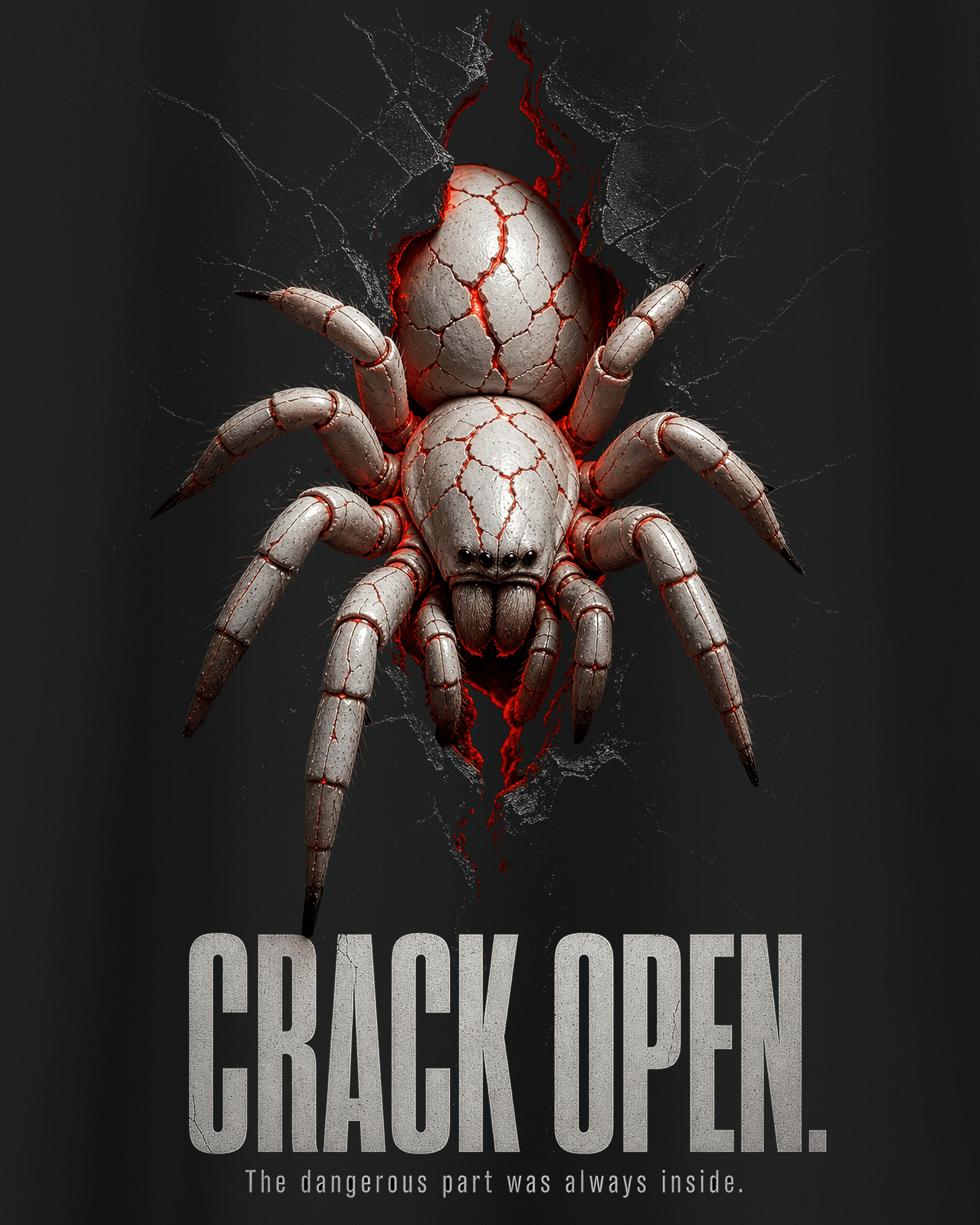 Crack Open Spider Graphic Oversized T-Shirt